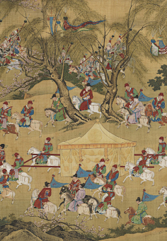 画面右侧可以见到,皇帝的銮驾刚刚离开的德胜门