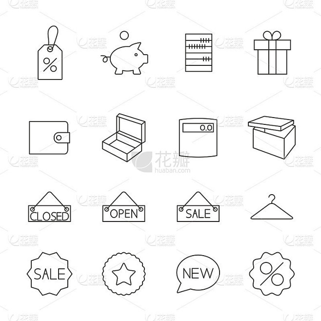 图标购买，矢量插图。