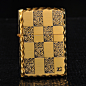 原装ZIPPO 打火机 正品BLOCK-2金色格子 日韩版专柜正版 限量特价 #原装# #格子#