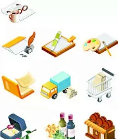 礼物立体图形图标AI|背景画|公共标志|公共图标|立体图标|矢量素材|矢量图形|手绘画|手绘图形|水彩画|图形图案|图形图标|线描画