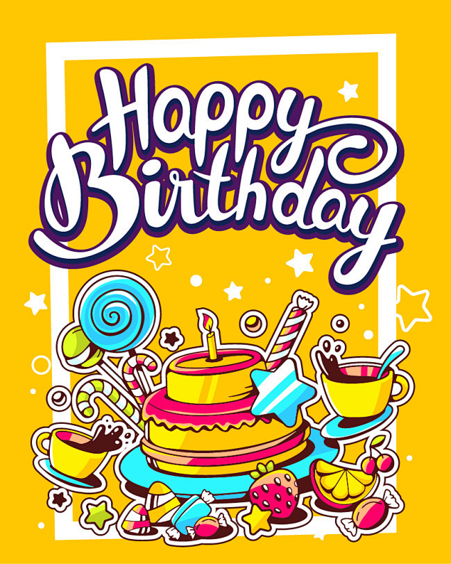 卡通生日蛋糕儿童插画