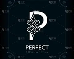 大写字母P魔法风格。现代标志。创意标志。书法艺术典籍:图书设计,品牌名,名片,瑜伽中心,餐厅,精品店