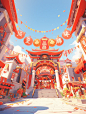 AI造景｜双11购物狂欢节国风背景 附咒语
