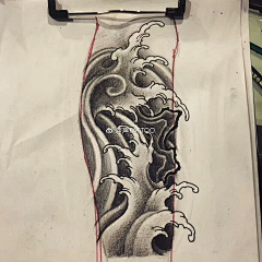 比利刺青TATTOO工作室采集到浪花   纹身手稿