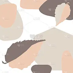 现代海报模板具有有机的抽象和几何形状和叶子. 面色.