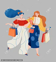 扁平风购物时尚女生