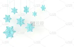 圣诞背景与蓝色纸雪花。冬季装修。圣诞和新年纸艺术风格的贺卡，3d渲染插图在白色的背景。