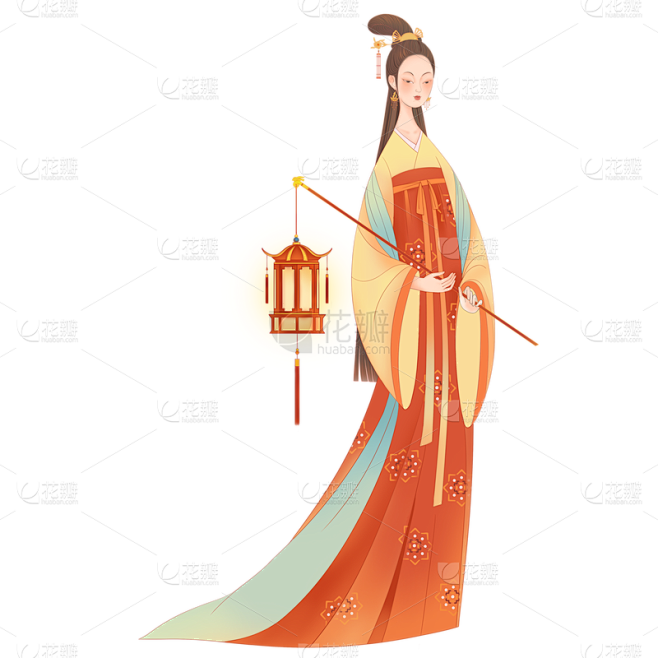 牛年春节祥瑞中国风美女人物插画