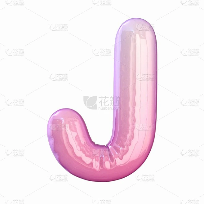 粉红色乳胶光泽字体字母J 3D素材-花瓣网
