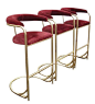 Set of 3 Vintage Brass Bar Stools by Shelby WIlliams | From a unique collection of antique and modern stools at http://www.1stdibs.com/furniture/seating/stools/