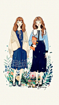 闺蜜季 少女 插画 By HalleBerry