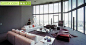 玻璃墙流行港式大户型客厅实景图冷色沙发