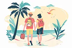 扁平风旅游休闲山野插画