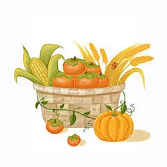 立秋大丰收二十四节气惬意温暖感卡通插画jpg素材立秋元素
