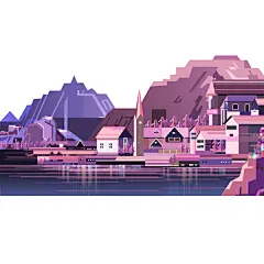 西方小镇插画