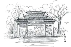 惠州西湖  - 源文件下载【酷图网】城市,漫画,素描,写生,绘画,旅游景点,惠州西湖,