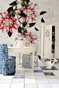 Play with Patterns and Prints. Floral mural wallpaper