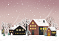 房屋灯光 漫天飘雪 白雪皑皑 圣诞插图插画设计PSD ti195a11306