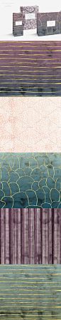 晶球、珊瑚&黄金水彩纹理图案 Geode, Coral & Gold Watercolors