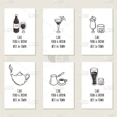 带有手绘饮料轮廓的名片
