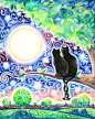 "Black Cat Moon Star" par Brenna White