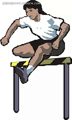 女子跨栏赛跑插画|卡通画|卡通形象|漫画素材|女子|生活百科|矢量素材|手绘|体育运动