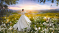 People 2048x1152 brides flowers bouquet field bokeh Ekaterina Skorobogatov