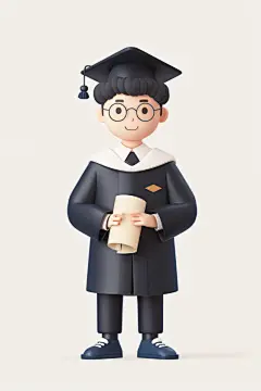 AI毕业季毕业生学生学士服人物模型