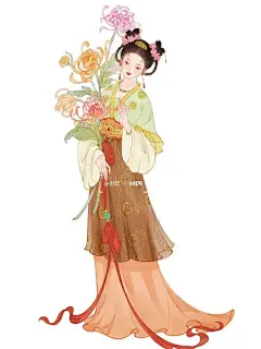 风有约，花不误，年年岁岁不相负。
古风水彩插画（画师@好吃 ）
#古风插画# ​​​​