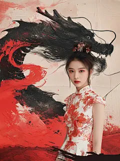 龙年春节创意人物晒照小红书配图AIGC