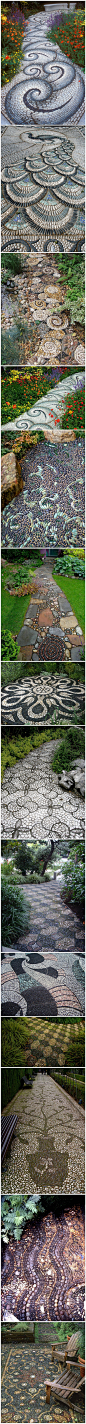 15种鹅卵石的道路精美装饰铺装案例。