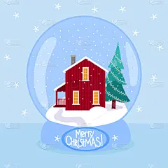 雪花球,红色,房屋,北欧,华丽的,传统,球体,雪,问候
