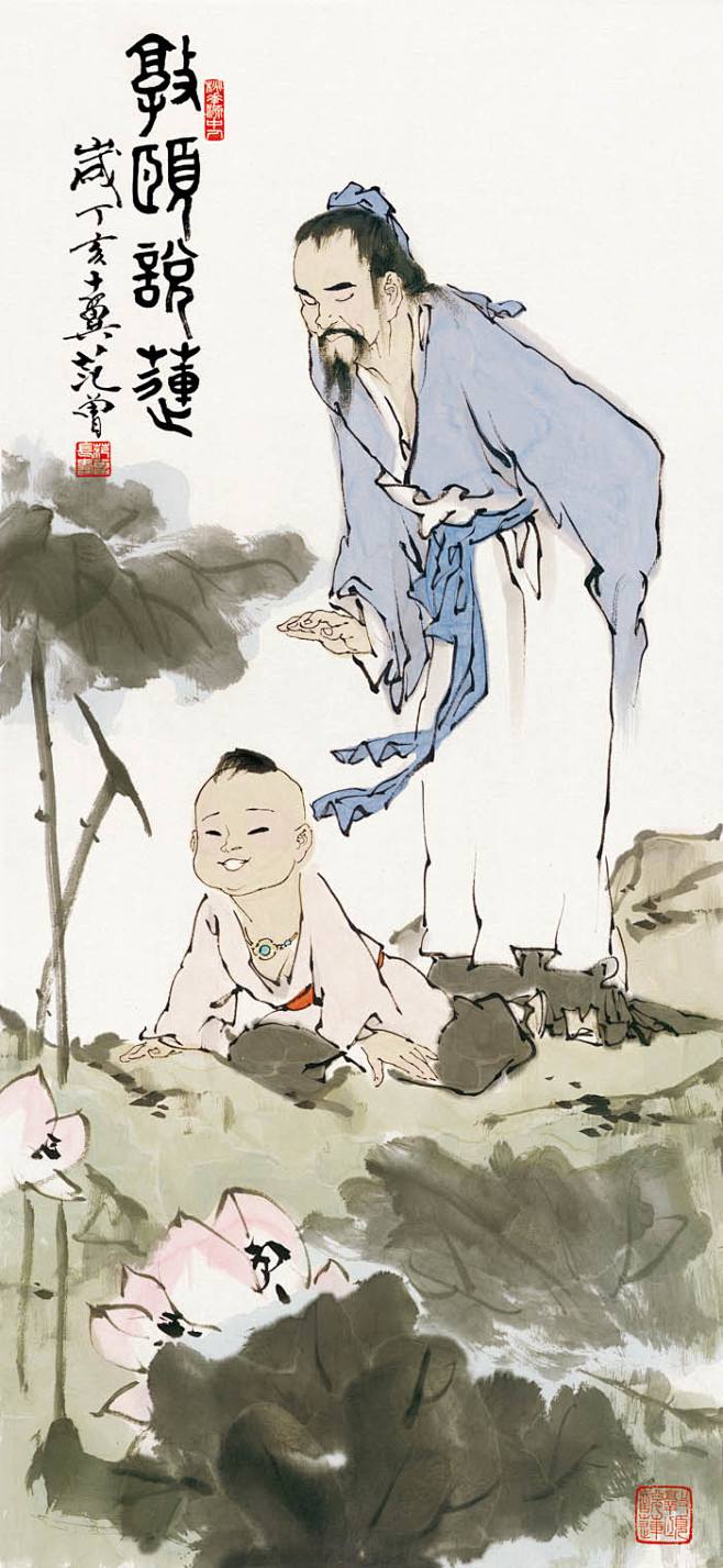 范曾 人物故事册页 - 潮河边人 - 潮...
