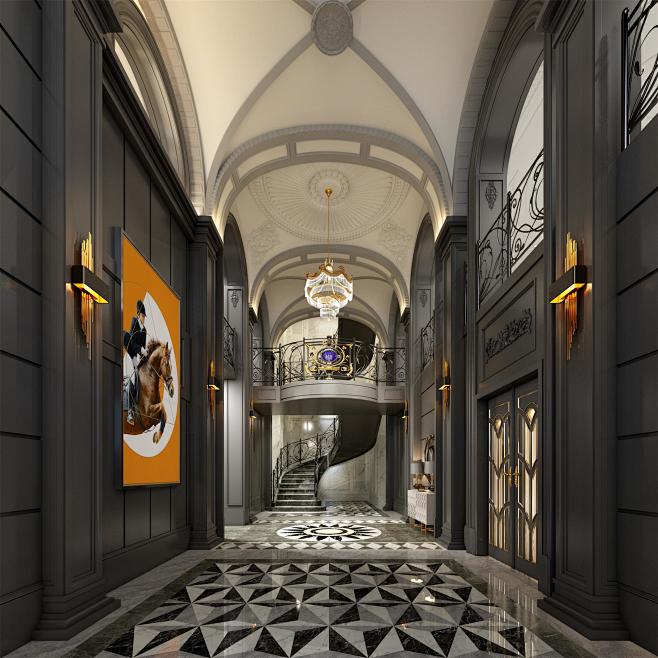 欧式走廊过道3D模型-室内设计-拓者设计...