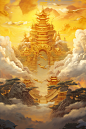 金色神话建筑天宫神仙洞府原画