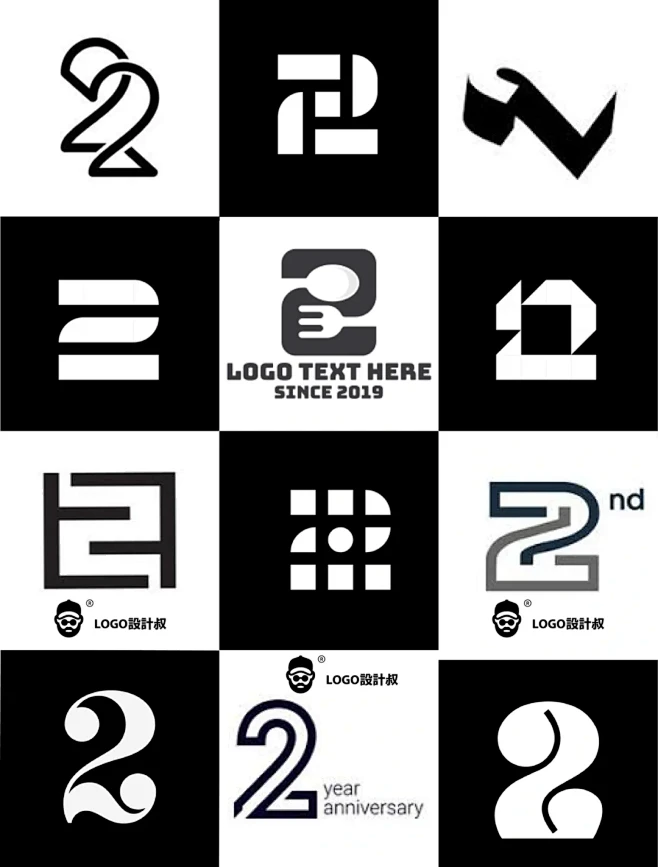 灵感采集2️⃣99个数字2元素图形logo设计分享 - 小红书-花瓣网