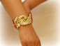 Vintage Gold Lace Beaded Cuff - Beaded Pearls Wedding Bracelet - Cuff Bracelet