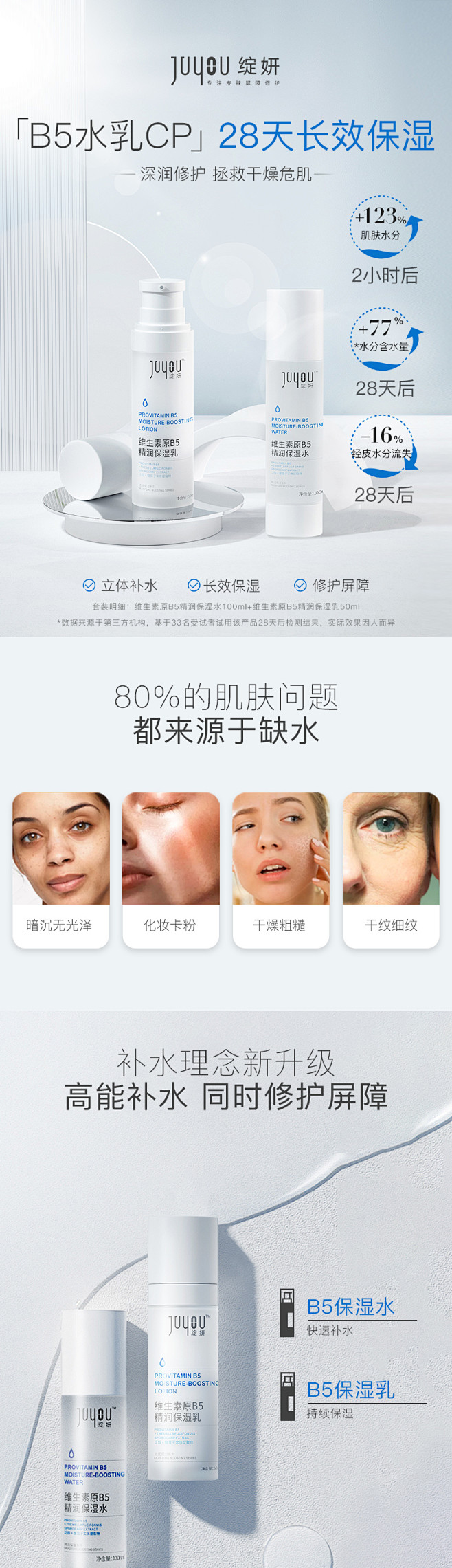 绽妍水乳套装 混油皮清爽型 补水保湿 修...