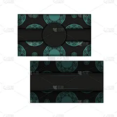 为印刷设计名片的模板在黑色与蓝色的图案。向量名片准备与您的文本和抽象装饰的地方