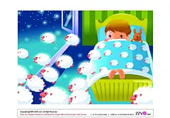 晚上睡觉数绵羊的小孩子韩国插画AI|儿童图片|绘画设计|角色|卡通人物|漫画人物|人物插画|人物素材|人物图片|矢量人物|矢量图|手绘人物|水彩
