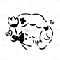 【微商】黑白卡通绵羊贴纸