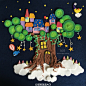 前段时间做的粘土插画，一颗存在于我幻想世界里的树屋。它长在云朵️上，星星⭐是它的吊灯，树上有很多房子，里面住了很多小动物，它们回陆地的唯一方式就是。。。坐公共气球。#黏土课程##超轻纸粘土##DIY手工# @粘土镇 @超轻粘土俱乐部 @中国创意市集 @天工之城手工DIY @手工客官方 ​​​​