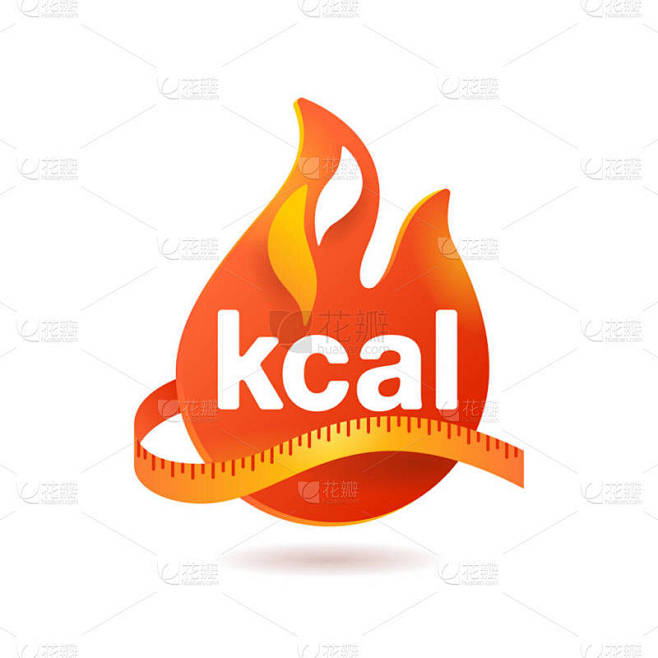 kcal图标-千卡热量标志与火和磁带