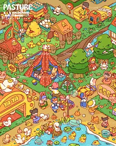 奶香牧场 |左滑看全景 |奶香镇场景插画11 - 小红书