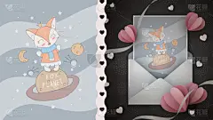 行星,贺卡,狐狸,可爱的,背景分离,纺织品,玩具,信封,小的,儿童