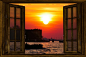 情感, 日落, 海, 浪漫, 威尼斯, 窗口, 展望, 引导, 船舶