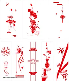 中国结 兰花 瓶子 移门素材 荷叶 荷花 竹子 扇子 铜钱 #矢量素材# ★★★http://www.sucaifengbao.com/vector/huawen/
