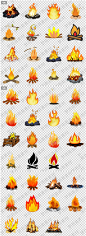 Bonfire手绘火焰篝火柴火火苗png格式免抠元素透明底图片设计素材-淘宝网