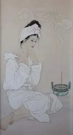 很大胆，经济学刚学一半改学画画，凭刻苦自学成名家，画中少女亭亭玉立宛若出水芙蓉