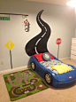 have the bed and rug all ready. Race car toddler room!: 